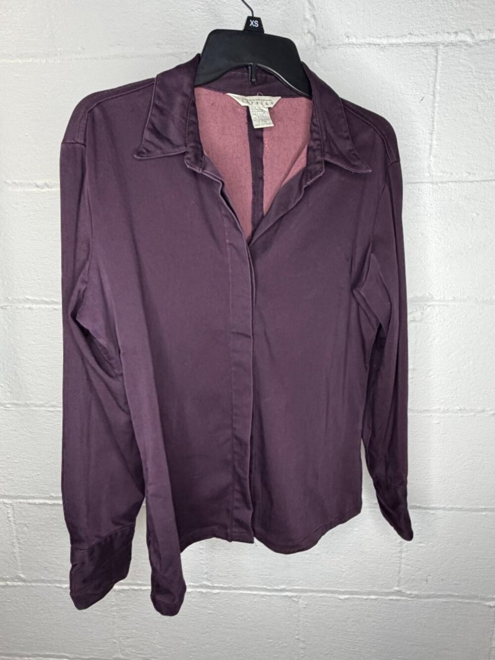 Vintage 90s Express Compagnie International Purple Stretch Shirt Jacket Top 7/8